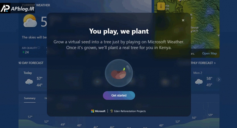 You are currently viewing پویش صفحه هواشناسی مایکروسافت برای کاشت درخت در جنگل‌های کنیا